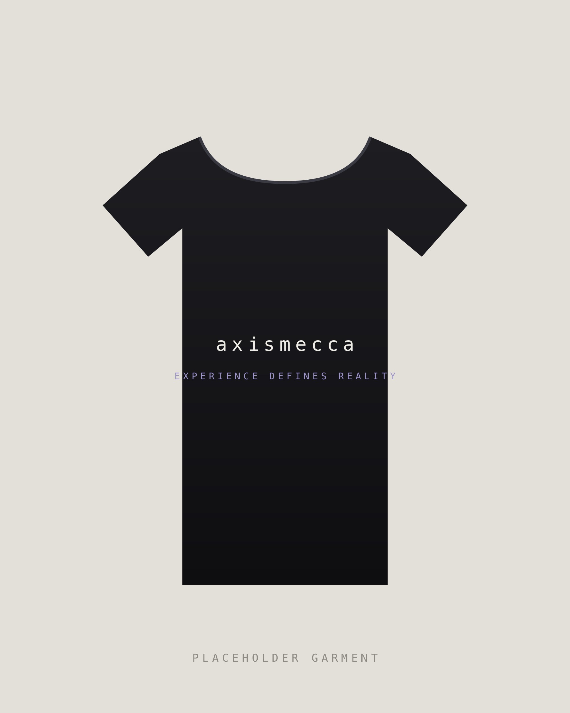 Black heavyweight cotton tee laid flat with the axismecca wordmark across the chest